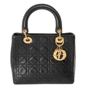 CHRISTIAN DIOR Cannage Lady Bag Black Leather Shoulder